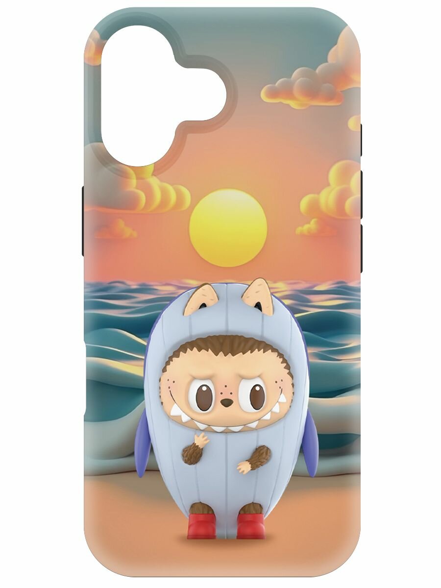 Чехол-накладка Krutoff Soft Case Лабубу Кит для iPhone 16 черный