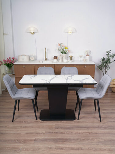 Изображение товара Стол кухонный обеденный раздвижной Грант 108(138)х68см ПластикNo3027кромкаЧернаяЛДСПчерное