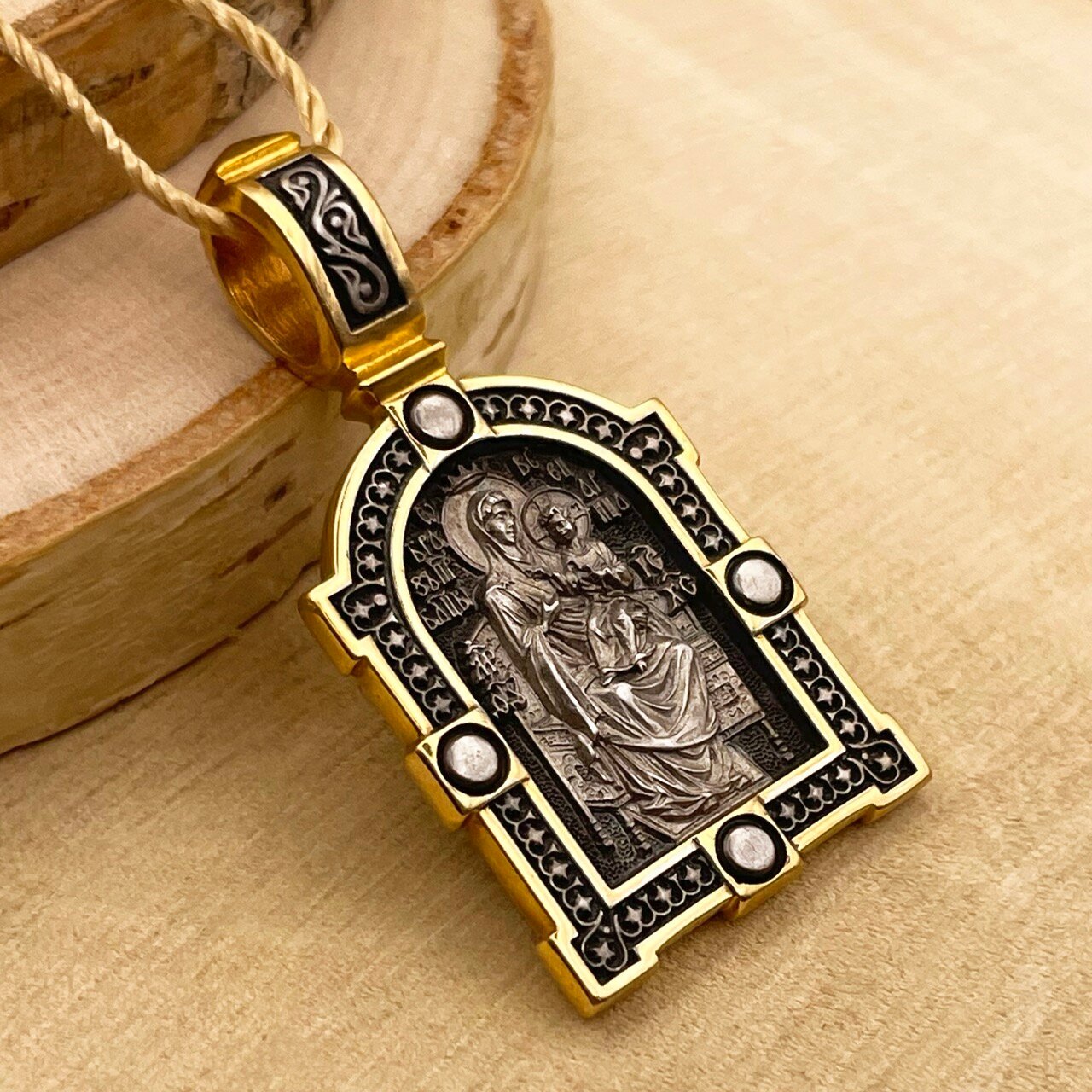 Подвеска Русские Мастерские, серебро, 925 проба, золочение, оксидирование, чернение