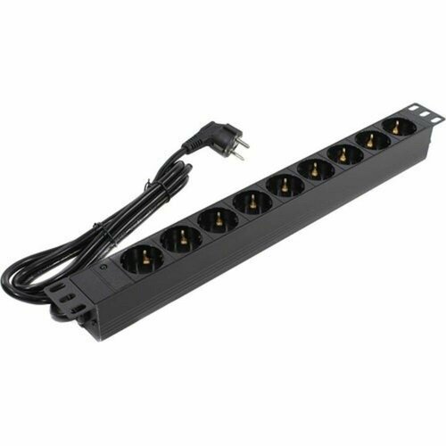 фото Exegate аксессуары к монтажным шкафам ex280849rus блок розеток serverpro pdu-19h903 al-9s-eu2, 19",1u, алюм, 9schuko, евровилка, 2м