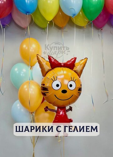 Изображение товара Воздушные шары с гелием, шарики воздушные "Три кота" №2752