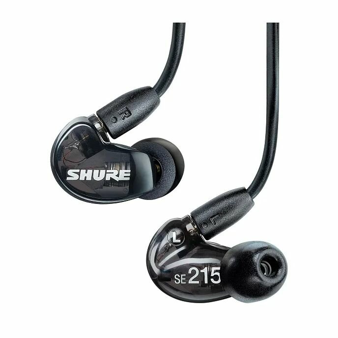 Наушники Shure SE215, проводное подключение, внутриканальные, активное шумоподавление, черно-серые.