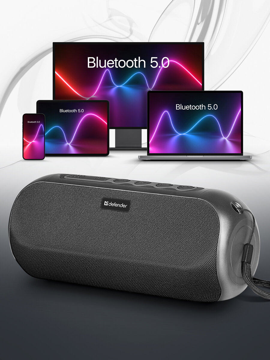 Колонка портативная музыкальная bluetooth, беспроводная с блютуз Defender G32 20Вт, bluetooth, FM радио, USB, MicroSD, AUX, защита от пыли и воды IP56 — фото 1