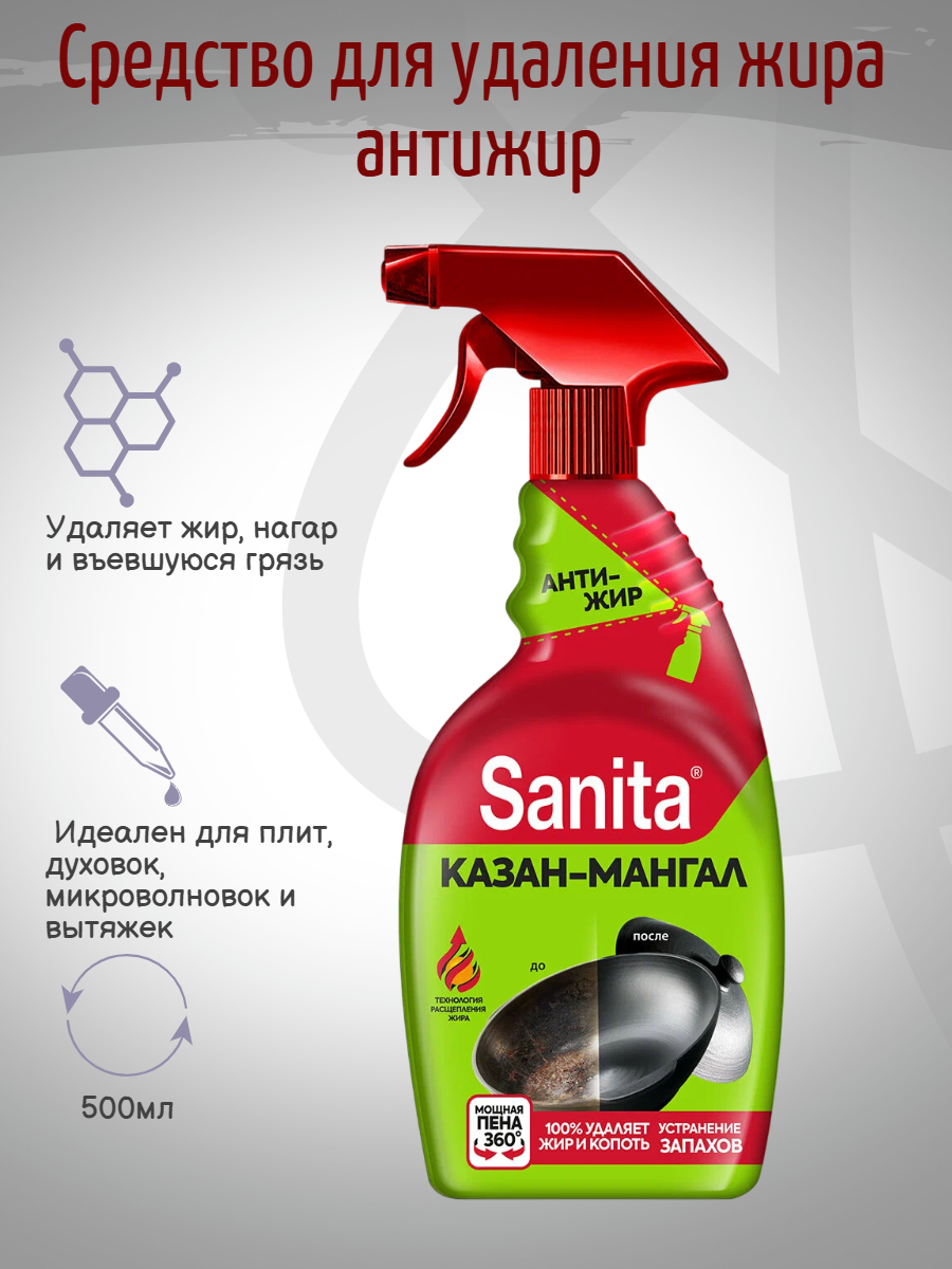 Sanita Чистящее средство быстрого действия Казан-мангал 500мл