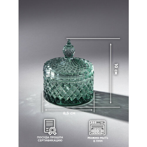 фото Банка для хранения продуктов lefard "diamant mint", с крышкой, стеклянная, 8,5 х 8,5 х 10 см