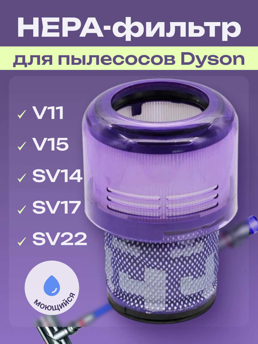 Hepa-фильтр ABC для пылесоса Dyson V11 / V15 / SV14, моющийся
