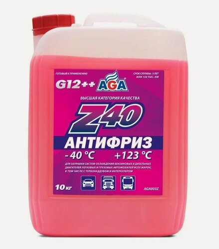 Изображение товара Антифриз aga z-40 g12++ готовый -40c красный 10 кг