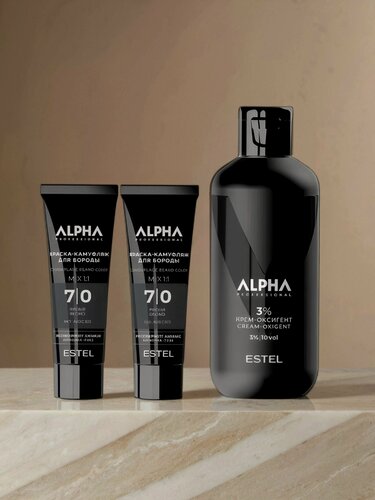 Изображение товара Estel ALPHA HOMME Набор для камуфляжа бороды 7/0, русый, краска-камуфляж 40 гр.- 2 шт + оксигент 200 мл.-1 шт