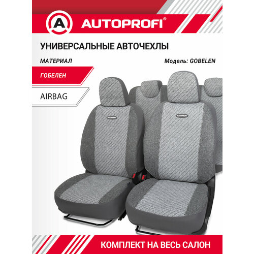 Чехлы Autoprofi Gobelen 11 пр. жаккард плотный полоска серые