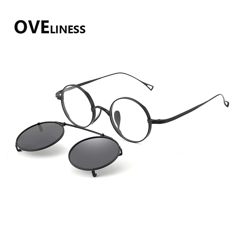 Круглые очки Oveliness, черные и серые, титан
