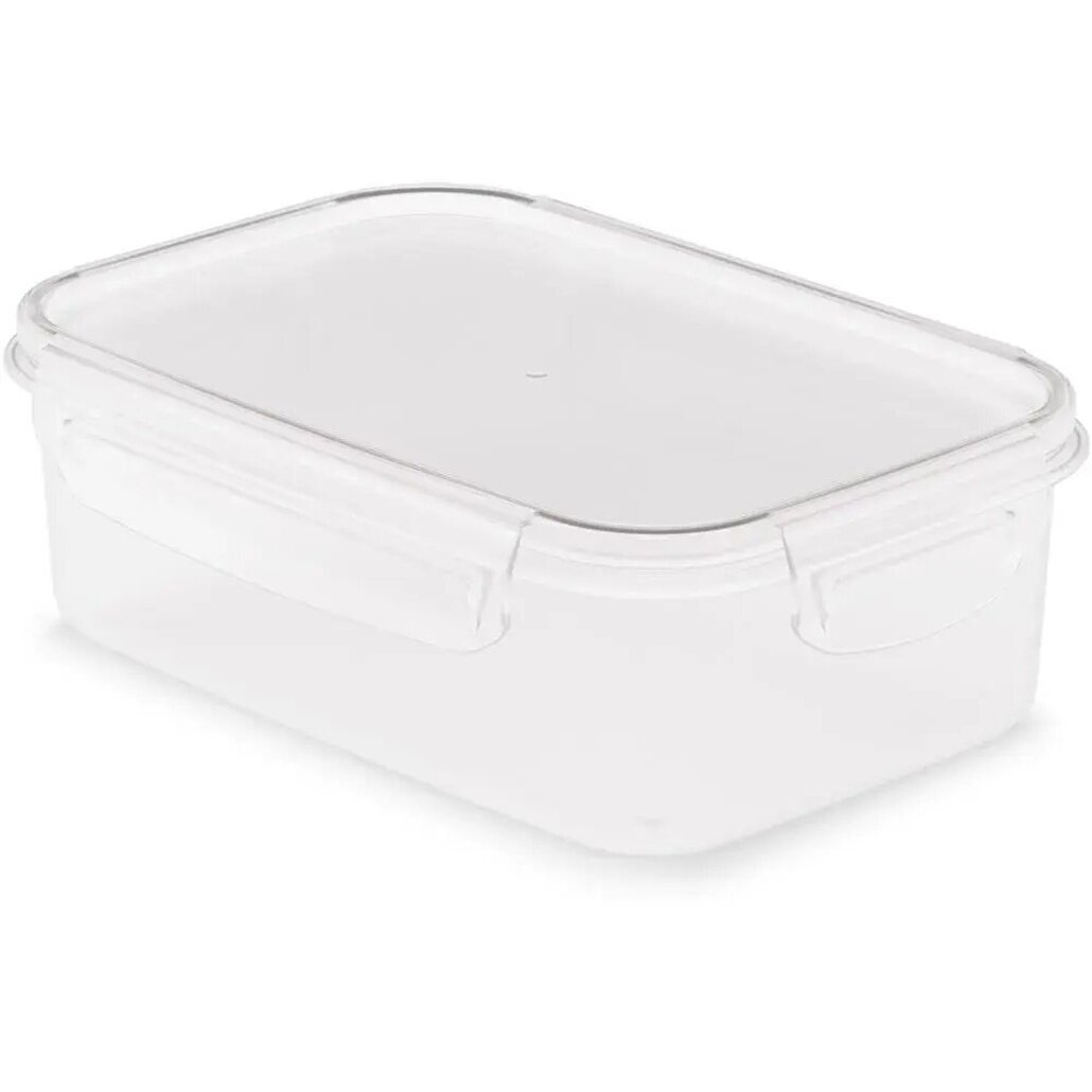 Контейнер для СВЧ прямоугольный 1л с герметичной крышкой на защелках пластик прозрачный