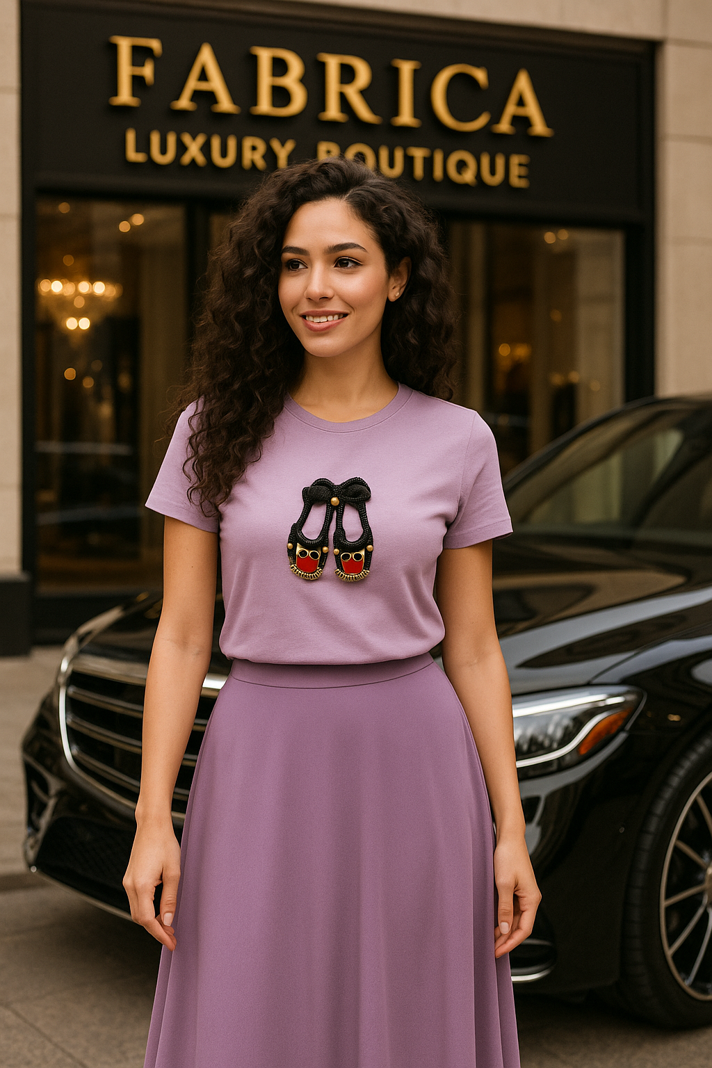 Футболка Футболка Romantic Look с 3D-декором — 100% хлопок, стиль премиум, размер xxl, фиолетовый — фото 1