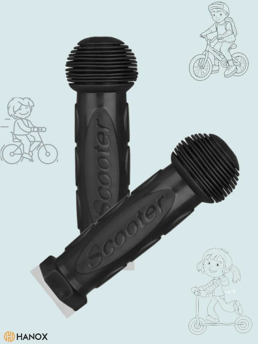 Грипсы HANOX, для детского велосипеда, самоката и беговела / Черный — фото 1