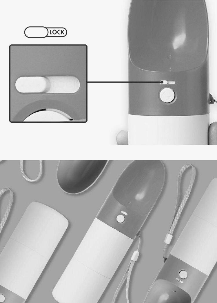 Картинки Портативная поилка кормушка для собак Xiaomi Moestar Rocket Portable Pet Cup MS0010001 (430мл) Серая / Дорожная миска для животных