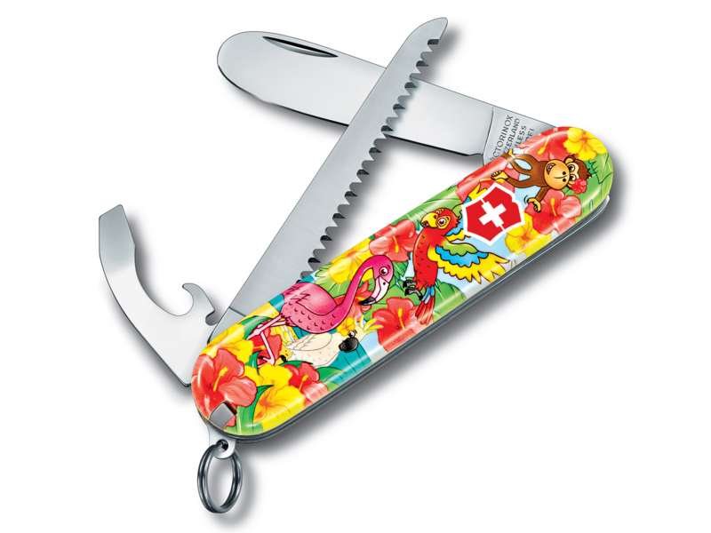 Нож перочинный Victorinox My First Victorinox Parrot Edition (0.2373. E3) 84мм 9функц. красный/рисунок карт. коробка