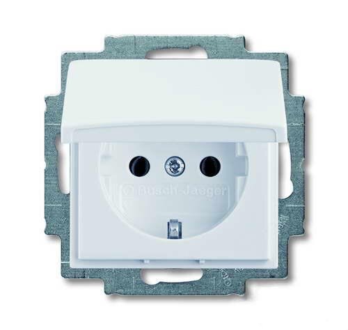ABB BASIC 55 Розетка с заземлением с крышкой с безвинт. зажимами 16А белый