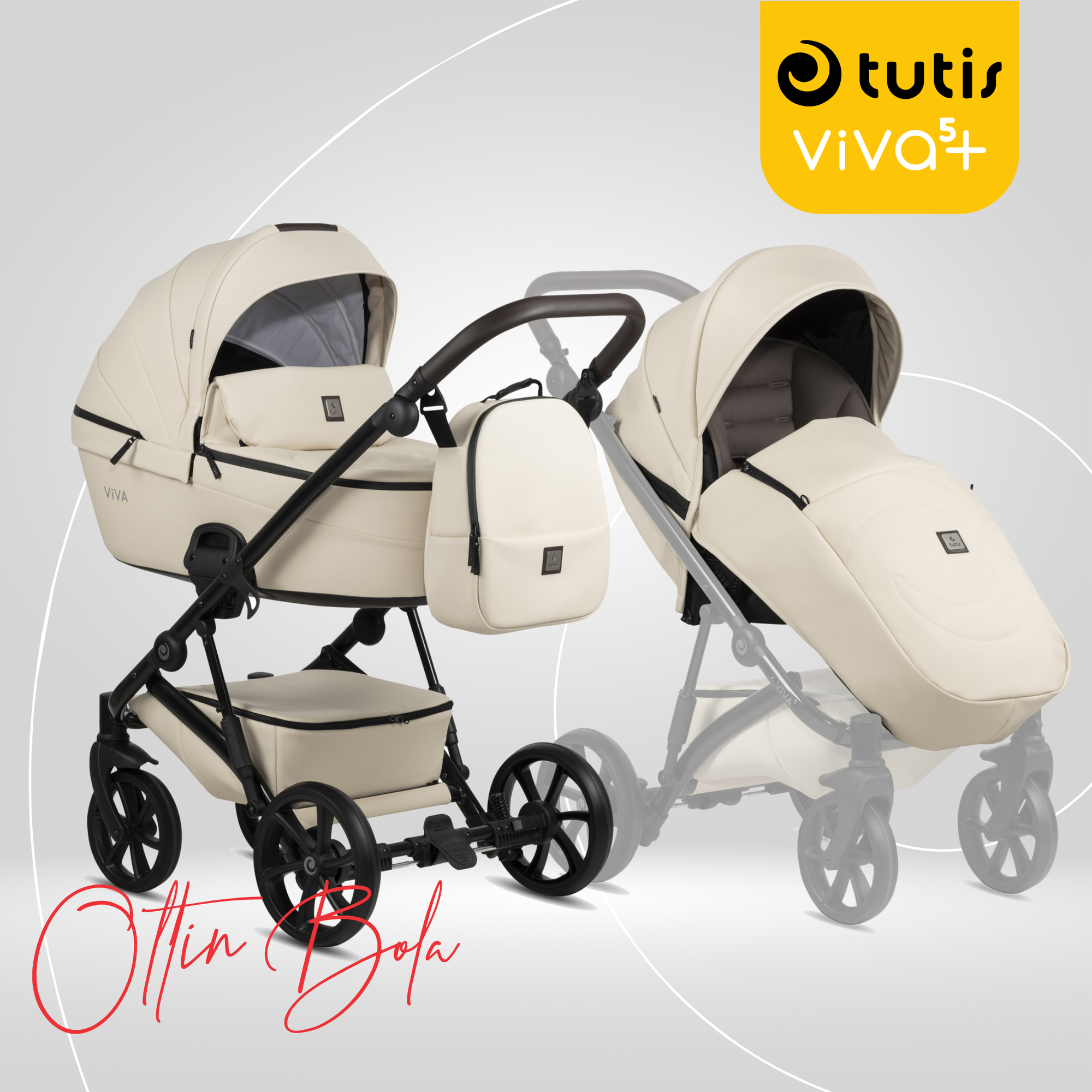 Коляска детская Tutis "Viva 5 Plus Leather", универсальная, 2 в 1, 1452086 VANILA