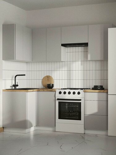 Изображение товара Кухонный гарнитур угловой Тандем 2.1х1 м, мебель для дома и кухни, Белый / Нео