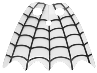 Minifigure Cape Plastic, Scalloped 5 Points with Black Spider Web Pattern, 23715a Trans-Clear U