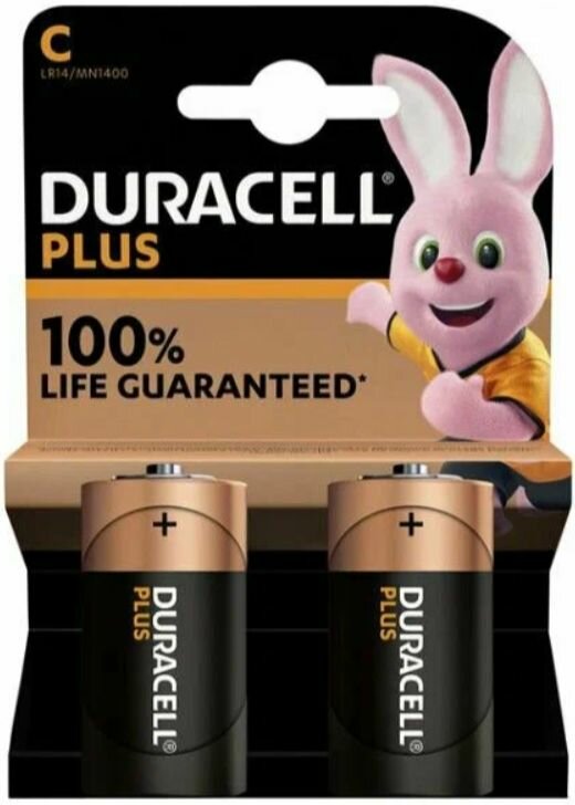 Батарейка DURACELL PLUS C 2 штуки (2 штуки в одном блистере)