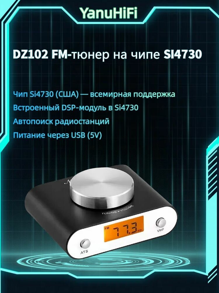 Douk Audio DZ102 FM радиотюнер на чипе SI4730 стерео вещание с дисплеем для автомобиля и улицы.