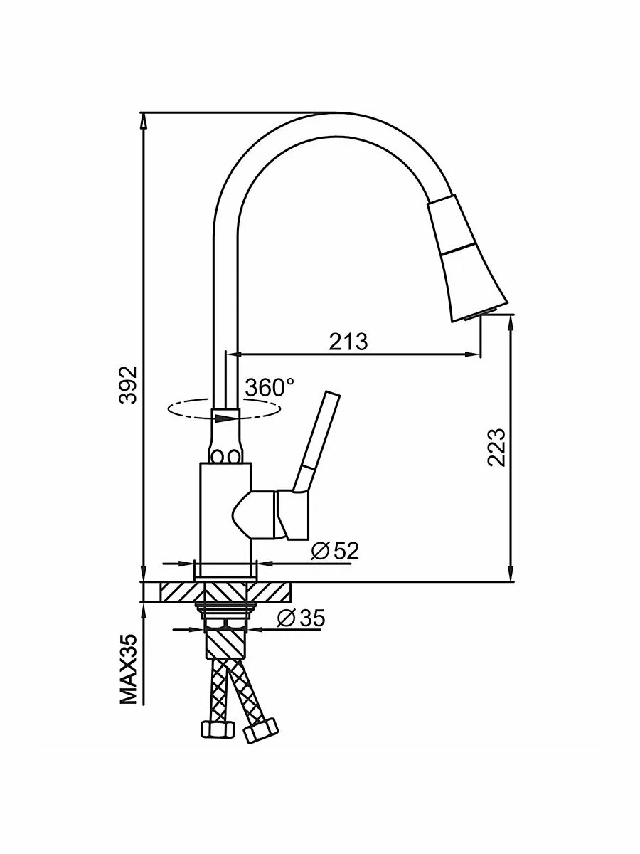 Смеситель для кухни с гибким изливом FRAP F4044-3 — фото 1
