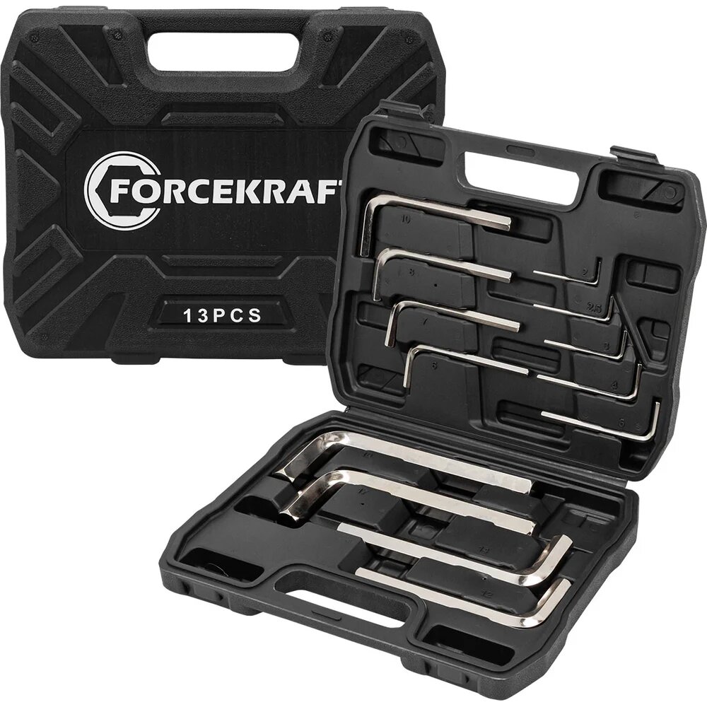 Forcekraft Ключи Г-образные 6-гранные, набор 13 предметов (2, 2.5, 3-8, 10, 12, 14, 17, 19 мм) FK-5137C(64481)