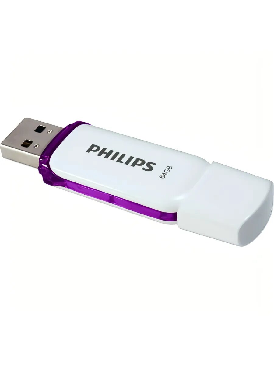 Флеш-накопитель PHILIPS SNOW2.0 64GB FM64FD70B/97 USB 2.0 белый
