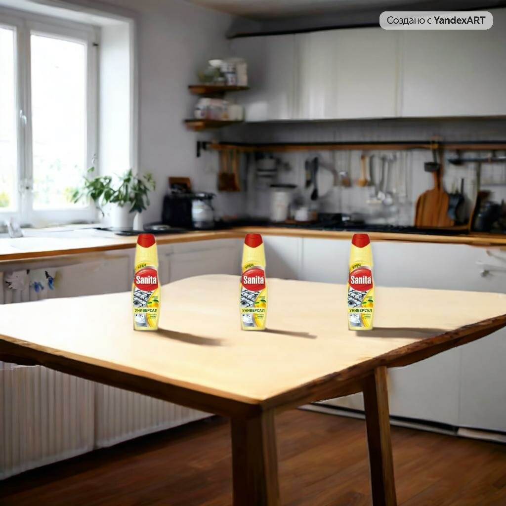 Крем чистящий Универсал Sanita Сицилийский лимон, 600 гр, 3 шт