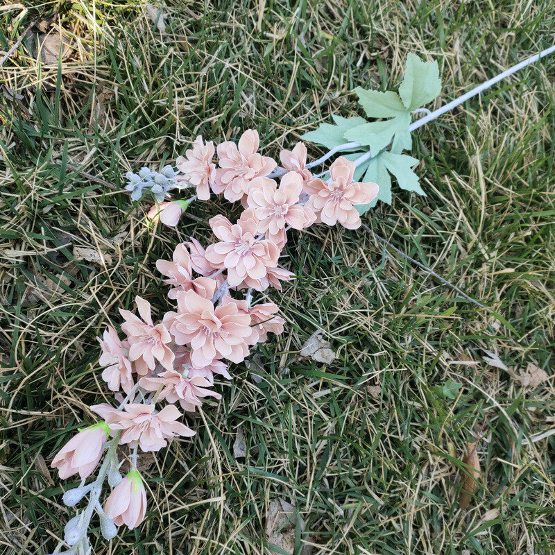 Искусственные цветы лавровишня с ворсистыми стеблями для свадебной фотосессии домашнего декора светло-коричневый