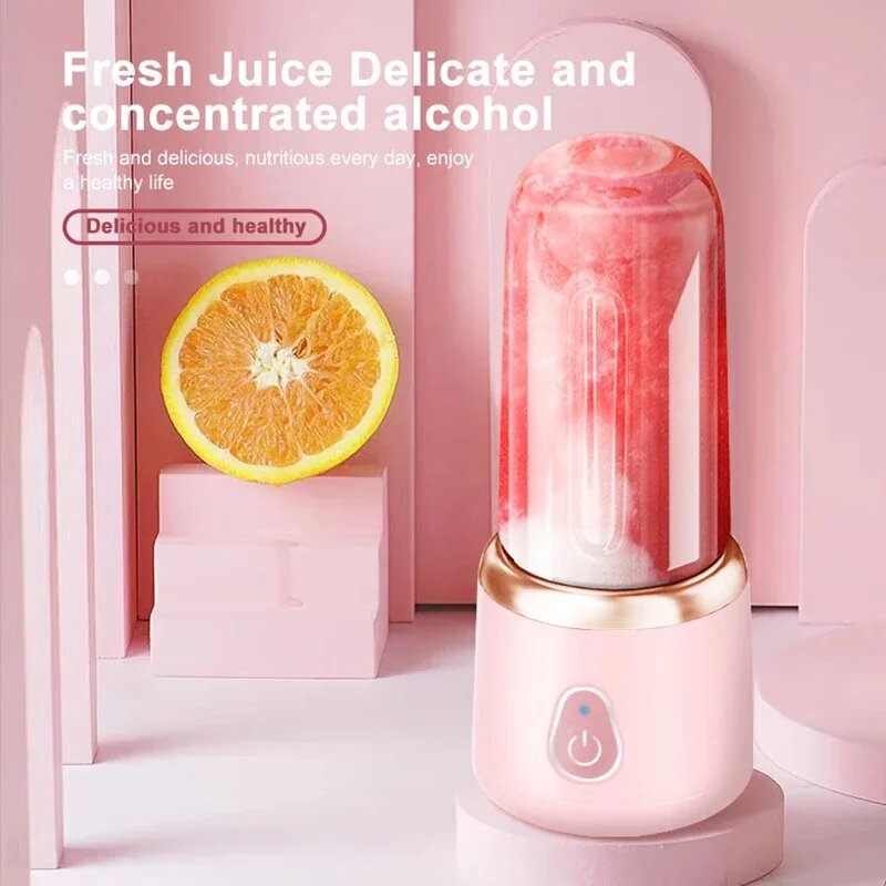Изображение Портативная соковыжималка Xiaomi, 400 мл, для коктейлей, смузи, перезаряжаемая USB, дорожная соковыжималка для фруктов, двойная чашка, блендер для фруктов Pink Double Cup set