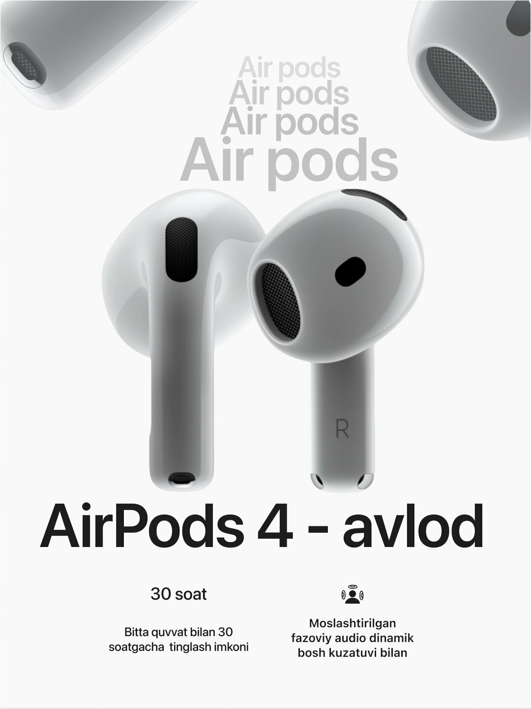 Беспроводные наушники Apple AirPods 4 / 4 ANC 2024 с шумоподавлением
