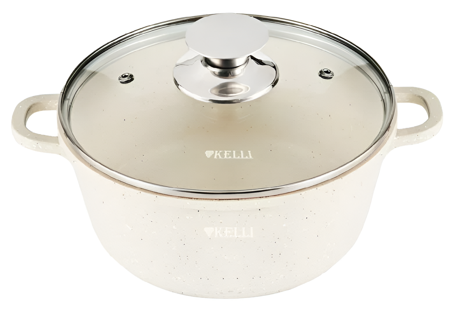 Кастрюля с крышкой KELLI KL-4714-20 алюминий объем 2.5 л белый