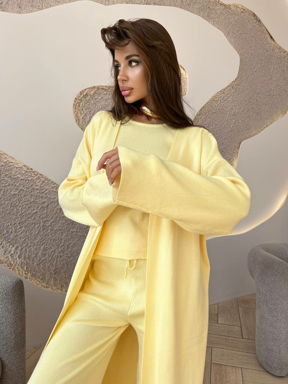 Комплект одежды SAVORI костюм женский, размер 42-46, Желтый