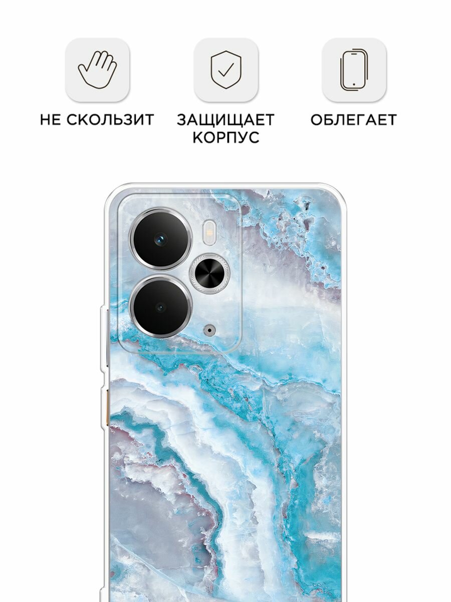 Чехол на Realme 14 5G / Реалми 14 5G с принтом "Нежно-голубой мрамор" — фото 1