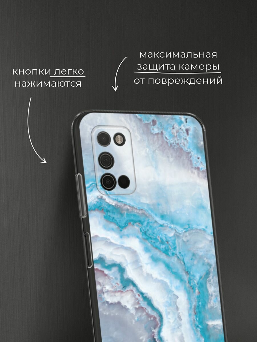 Чехол на Samsung Galaxy A03S / Самсунг Галакси A03S с принтом "Нежно-голубой мрамор" — фото 1