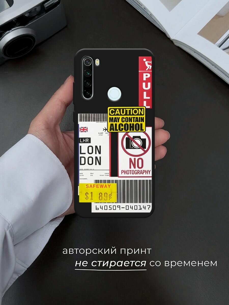 Черный матовый чехол на Xiaomi Redmi Note 8T / Сяоми Редми Нот 8Т с принтом "Подборка знаки" — фото 1