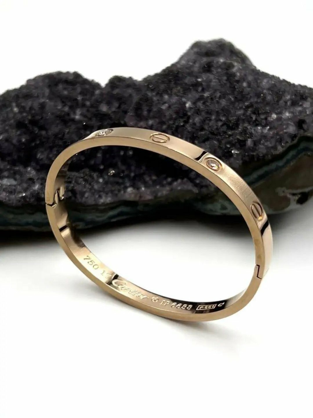 Браслет, искусственный камень, 1 шт., размер 20 см, размер M, диаметр 19 см, золотистый — фото 1