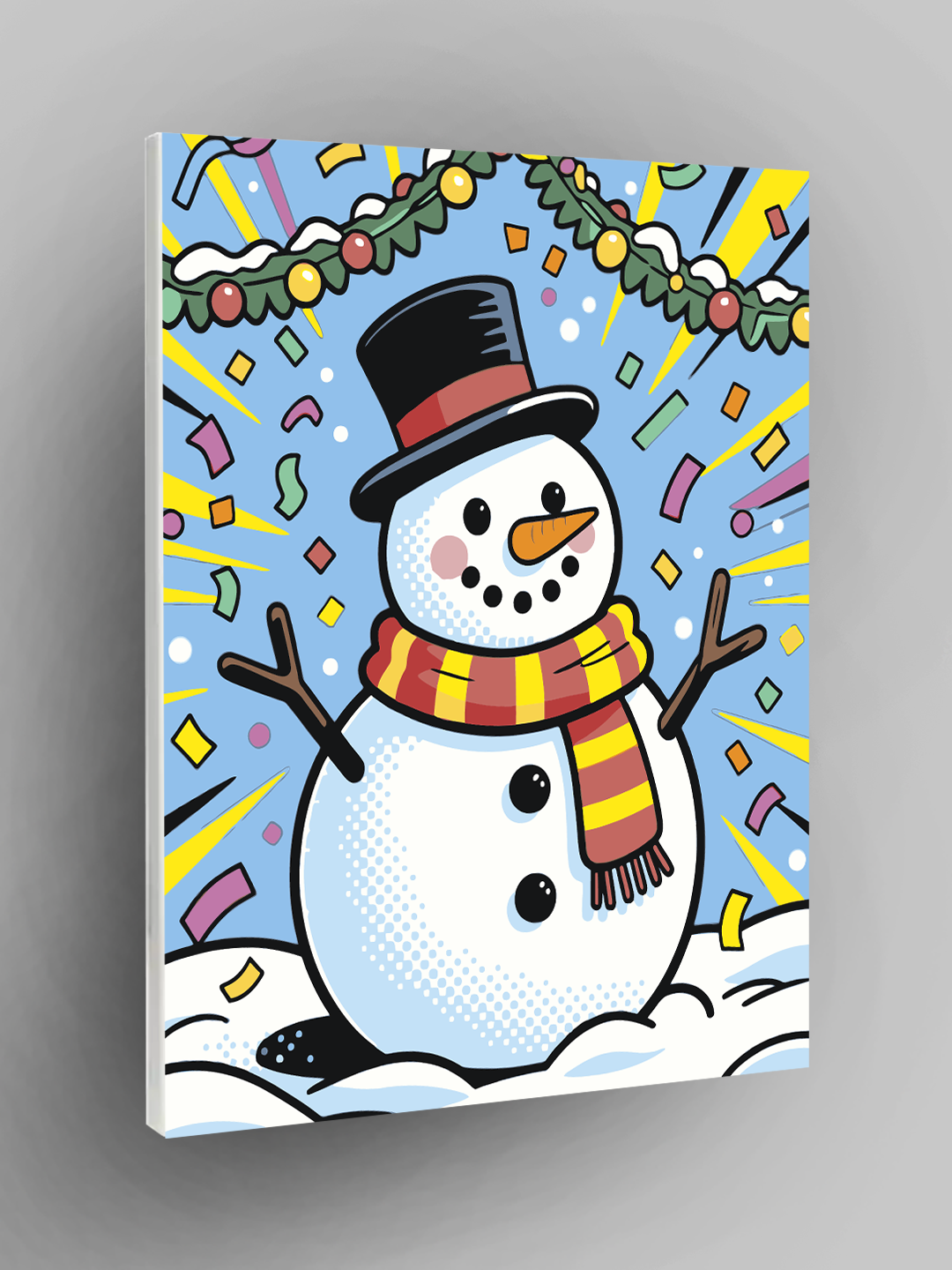 Картина по номерам "Весёлый снеговик", Новый год, Зима, 40×50 см, раскраска на холсте, набор для рисования