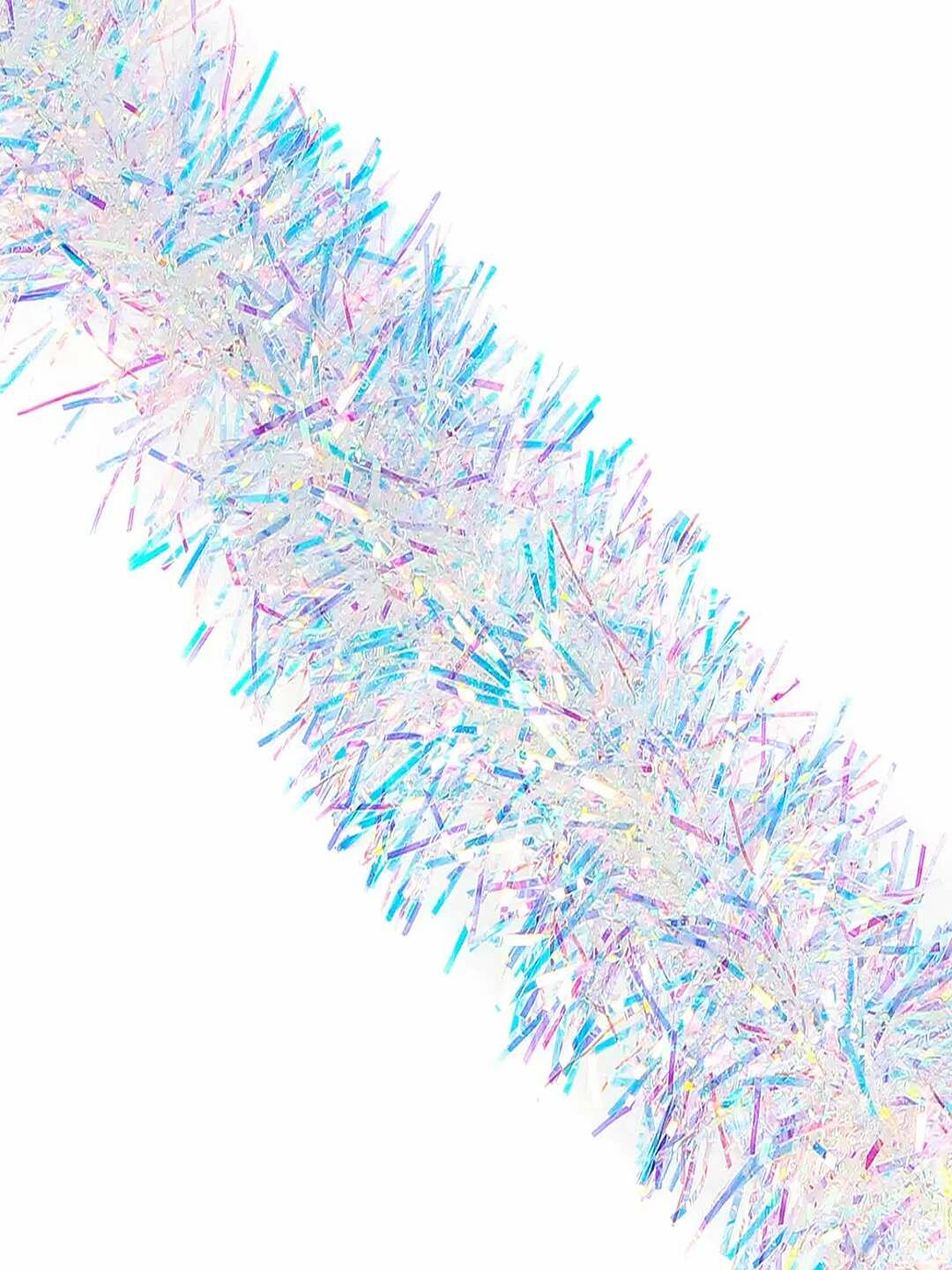 Голографическая новогодняя мишура с радужным сиянием 12 см 1,8 м — яркое праздничное украшение.