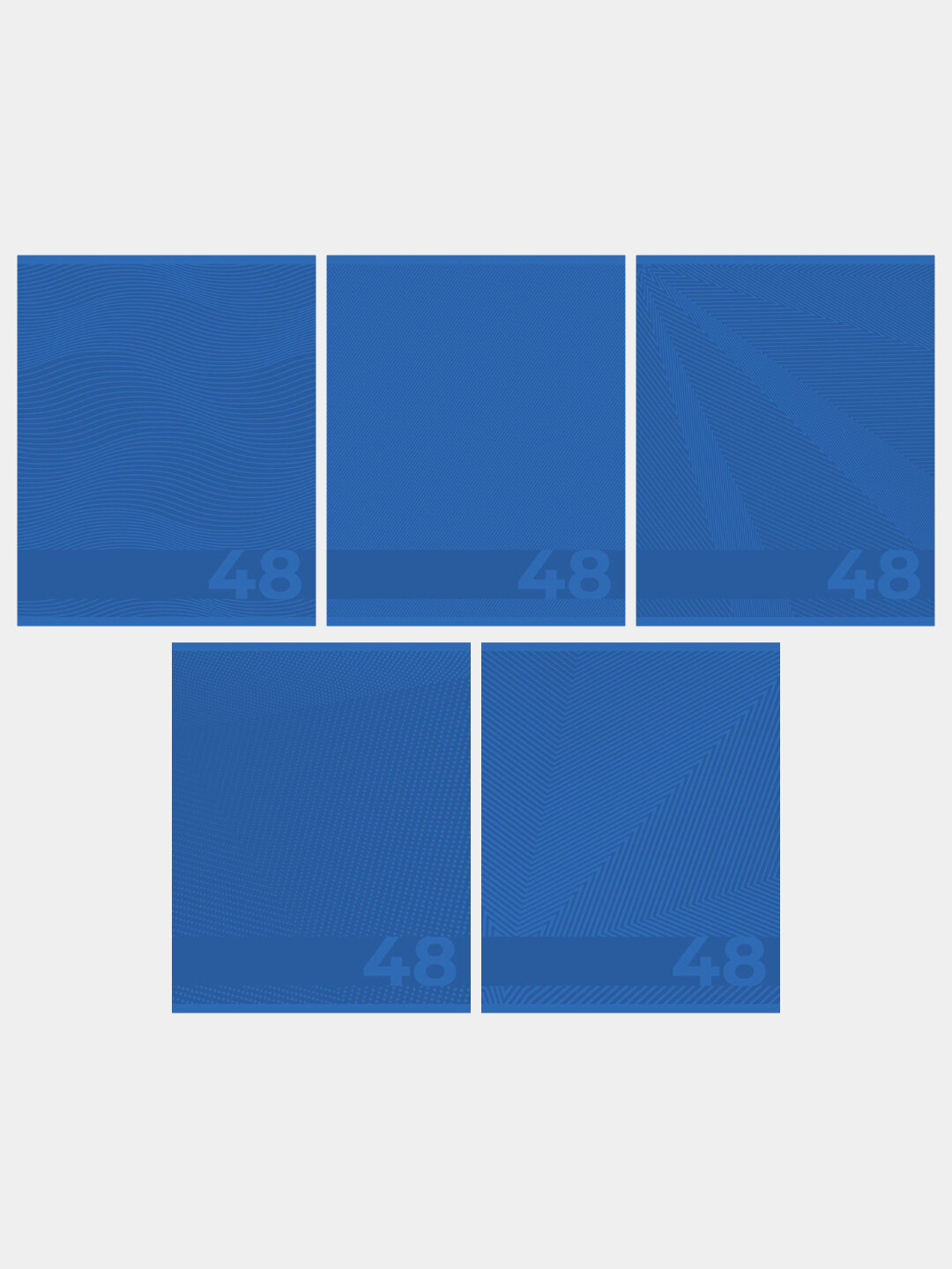 Тетрадь, А5, 48 листов, линия, "Синий" 5 шт