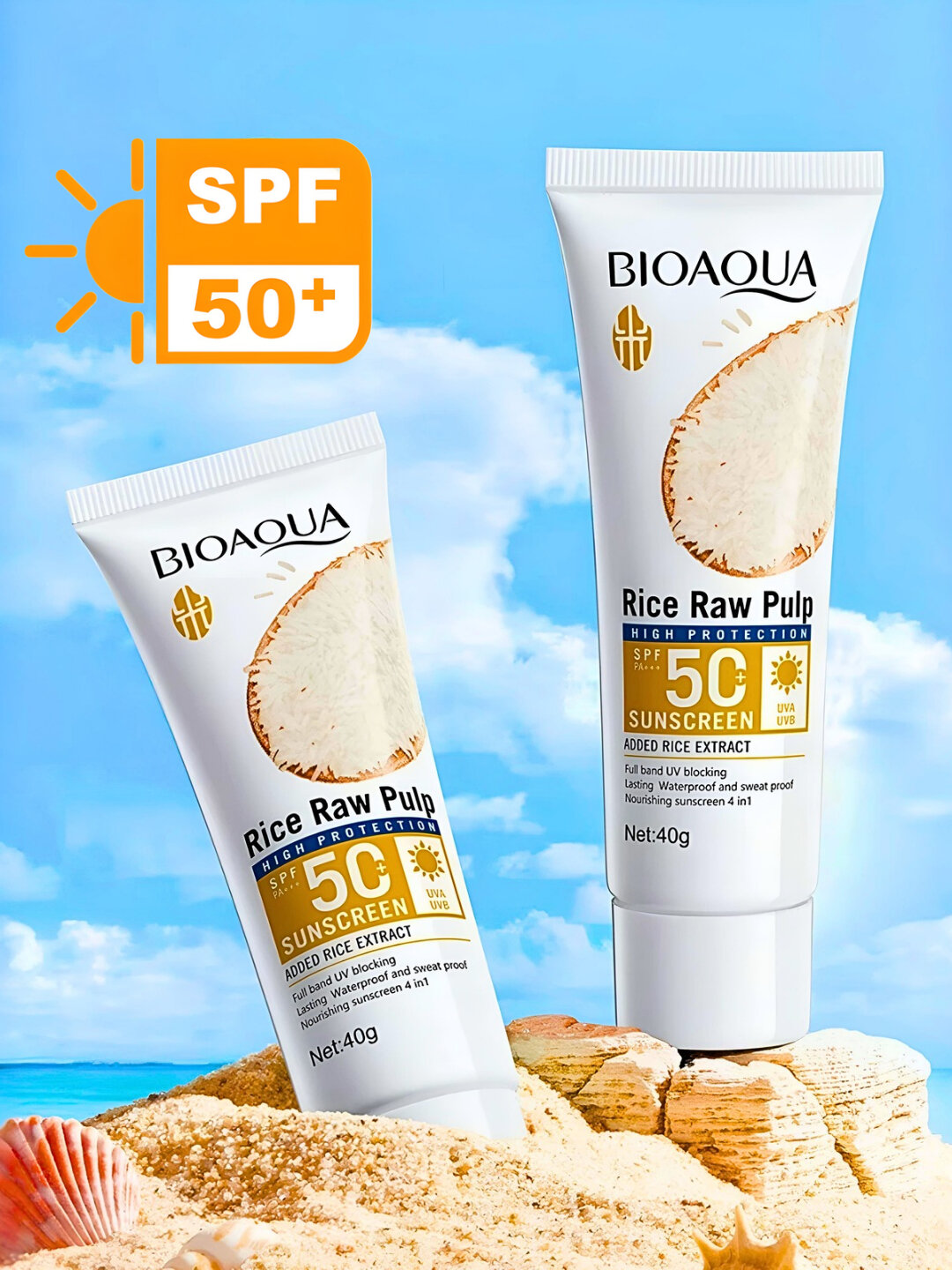 ✨ Солнцезащитный крем Bioaqua с рисовым экстрактом SPF 50+ ✨