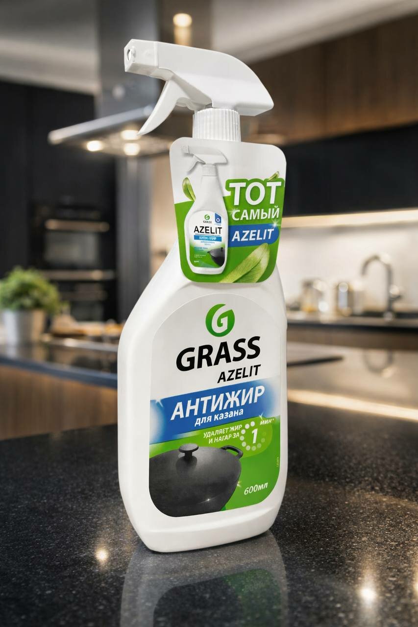 GRASS Azelit для казана, мощный очиститель от нагара и жира, спрей 600 мл