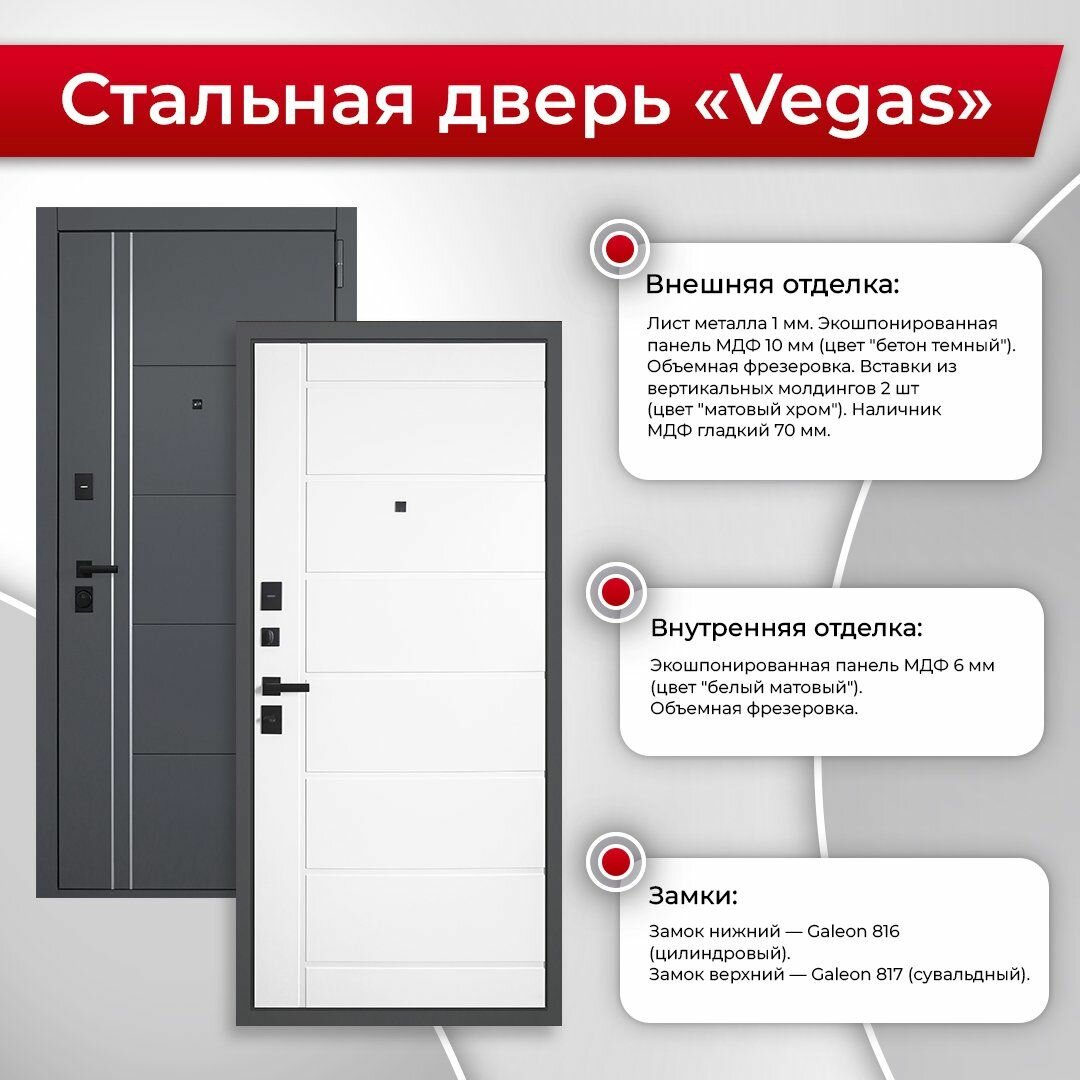 Дверь входная металлическая булава 2К "вегас" Муар Серый/Белый Матовый 880 Правая