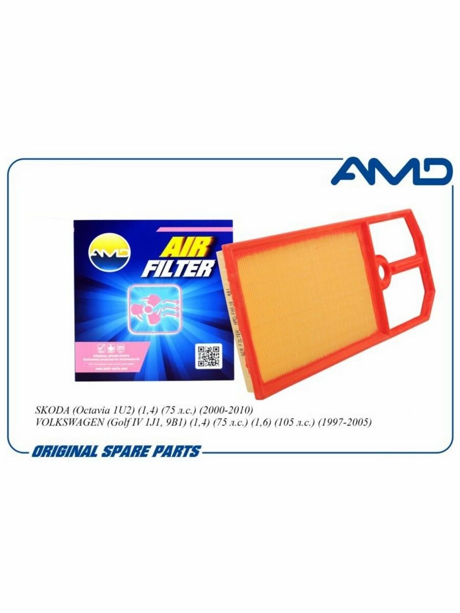 Фильтр воздушный для а/м Seat, Skoda, Volkswagen / Сеат, Шкода, Фольксваген, AMD AMDFA516