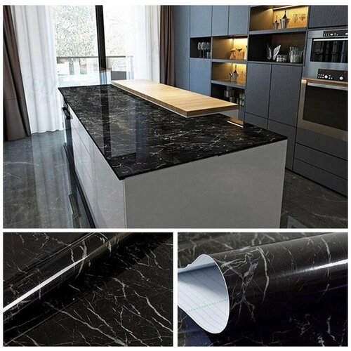 Белая мраморная алюминиевая самоклеящаяся защитная плёнка фольга для кухни ширина 60 см рулон 2 м 399₽