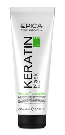 EPICA PROFESSIONAL, KERATIN PRO, Маска для реконструкции и глубокого восстановления волос с гидролизованным кератином, комплексом KERAVIS™, 250мл