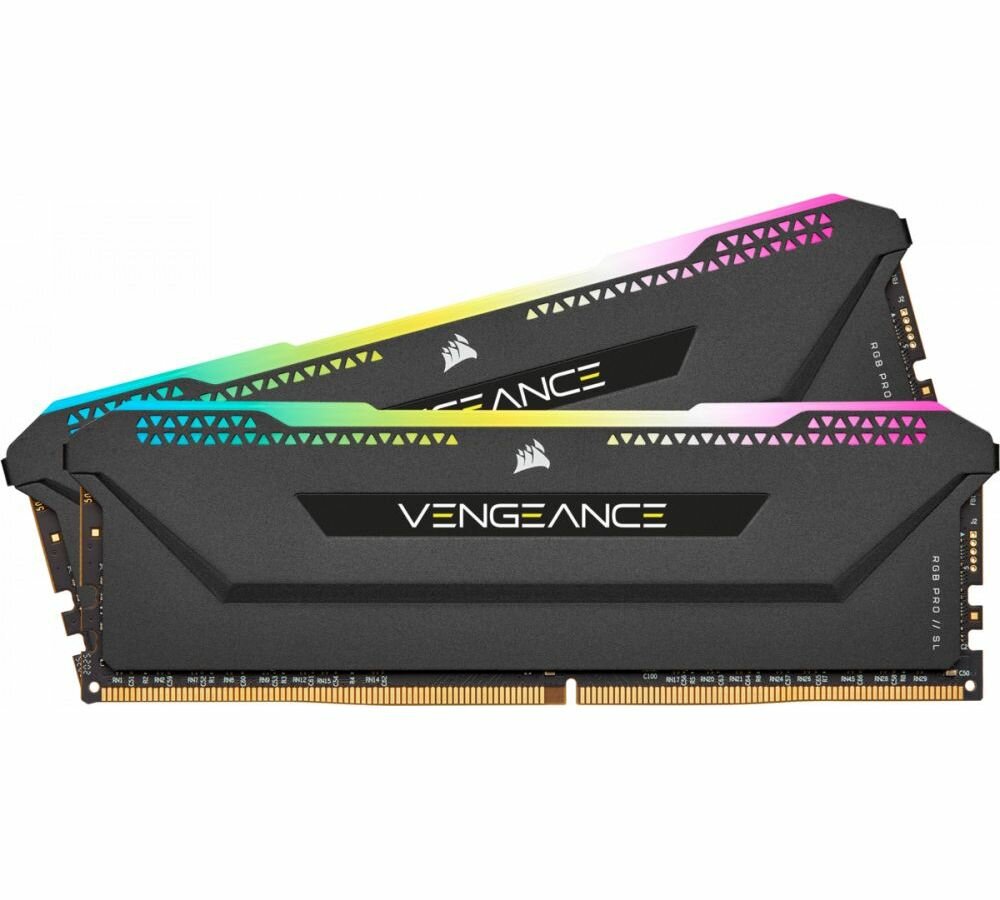 Модуль памяти CORSAIR 32GB 3200МГц DDR4 CL16 DIMM (Kit of 2x16GB) XMP 2.0, Vengeance RGB Pro SL Black