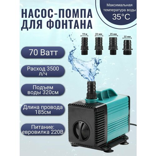 Насос- помпа для фонтана 70W/ насос- помпа для аквариума и полива, погружной