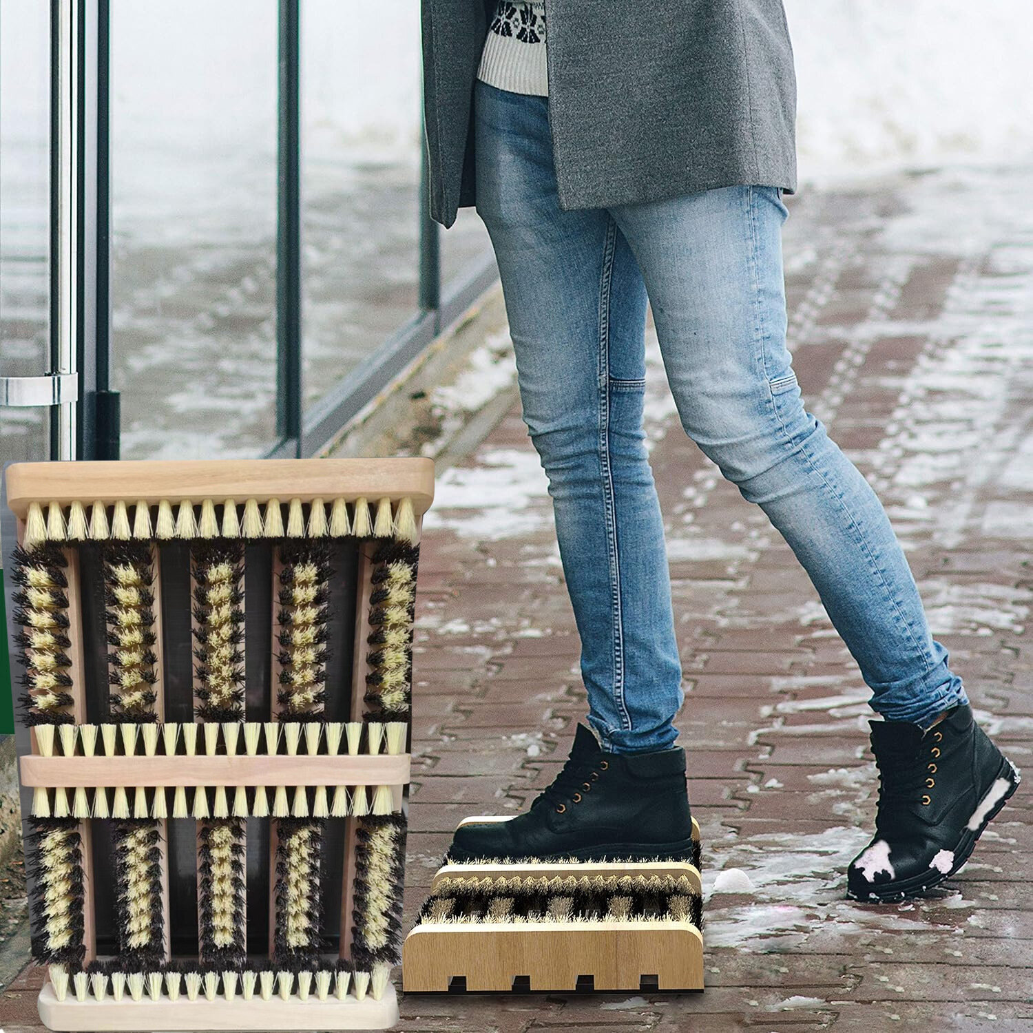 Щетка напольная Borokot уличная для очистки обуви при входе в помещение , размер 360*260*70 мм